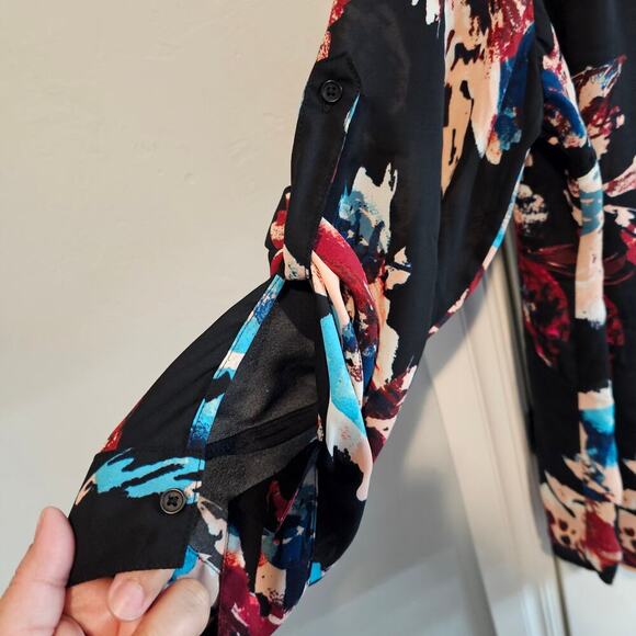 Ava & Viv Floral Blouse Women 3X Black Pink Floral Peasant Career Whimsygoth - Picture 5 of 9